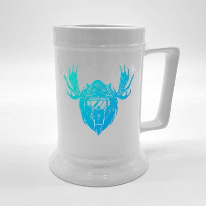 Moose With Ski Goggles Gift Front & Back Beer Stein