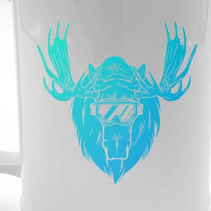 Moose With Ski Goggles Gift Front & Back Beer Stein