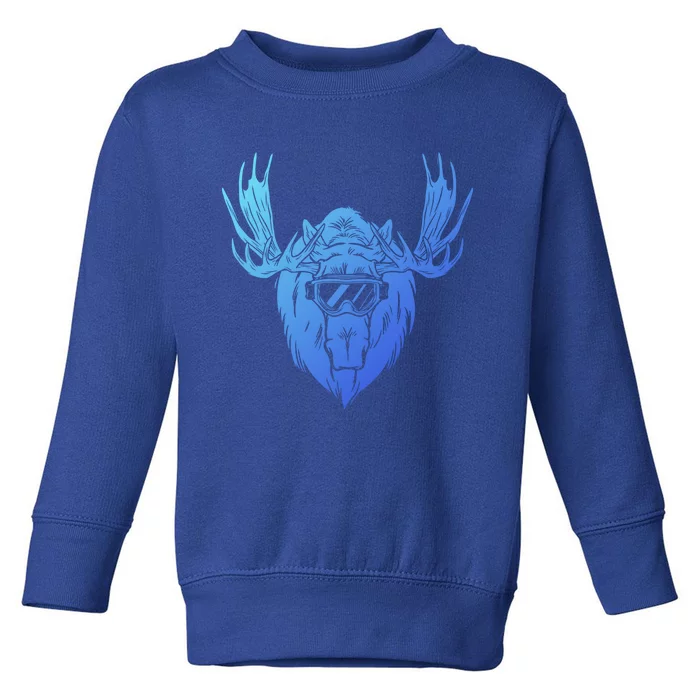 Moose With Ski Goggles Gift Toddler Sweatshirt