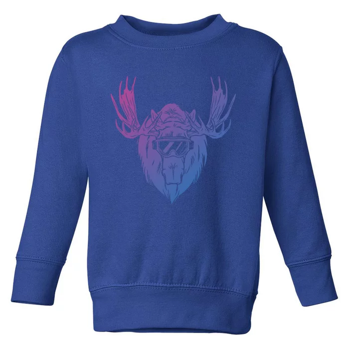 Moose With Ski Goggles Gift Toddler Sweatshirt