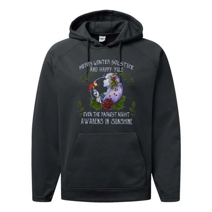 Merry Winter Solstice And Happy Yule Performance Fleece Hoodie