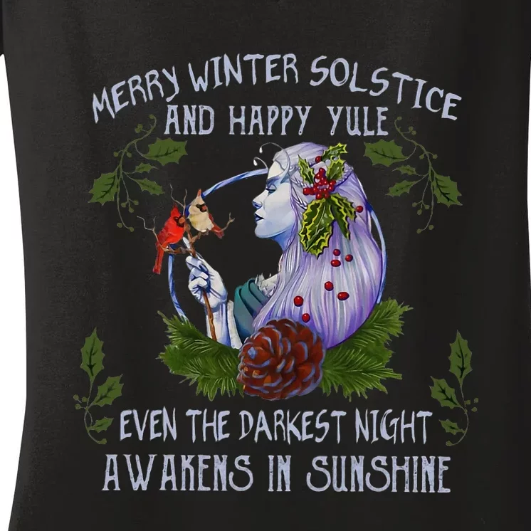 Merry Winter Solstice And Happy Yule Women's V-Neck T-Shirt