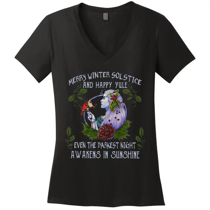 Merry Winter Solstice And Happy Yule Women's V-Neck T-Shirt