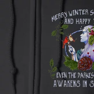 Merry Winter Solstice And Happy Yule Full Zip Hoodie