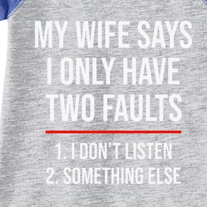 My Wife Says I Only Have Two Faults Spouse Infant Baby Jersey Bodysuit