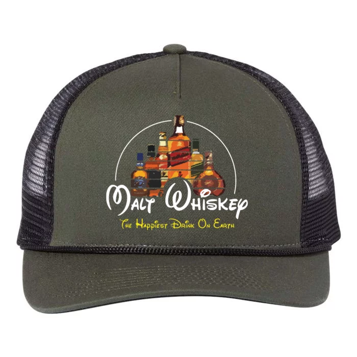 Malt Whiskey Shirts Happiest Drink Funny Pun Parody Retro Rope Trucker Hat Cap