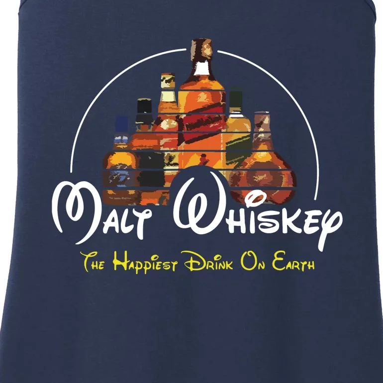 Malt Whiskey Shirts Happiest Drink Funny Pun Parody Ladies Essential Tank