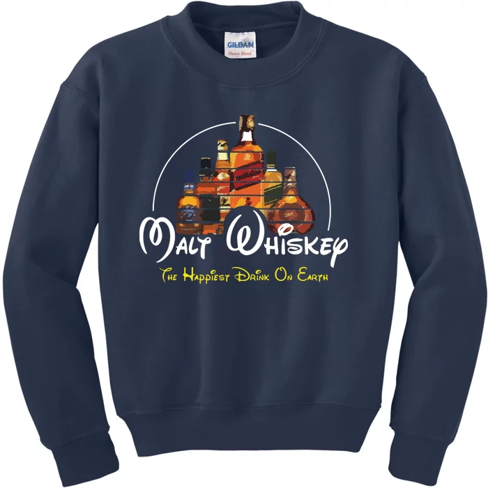 Malt Whiskey Shirts Happiest Drink Funny Pun Parody Kids Sweatshirt