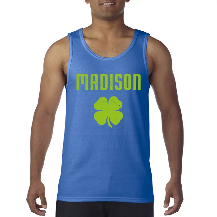 Madison Wi Shamrock Capital City St Patricks Day Pride Graph Cute Gift Tank Top