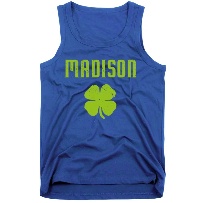 Madison Wi Shamrock Capital City St Patricks Day Pride Graph Cute Gift Tank Top