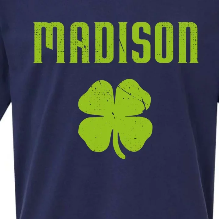 Madison Wi Shamrock Capital City St Patricks Day Pride Graph Cute Gift Sueded Cloud Jersey T-Shirt