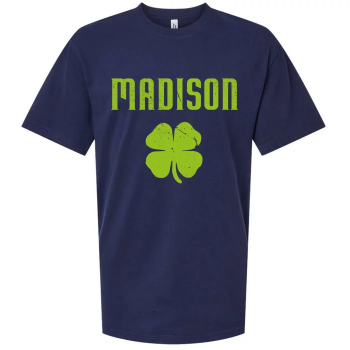 Madison Wi Shamrock Capital City St Patricks Day Pride Graph Cute Gift Sueded Cloud Jersey T-Shirt