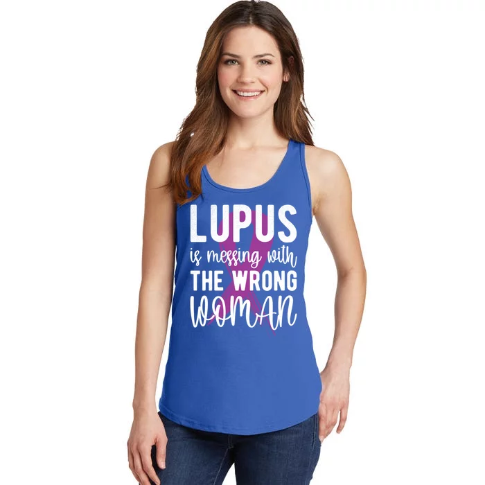 Messing With The Wrong Lupus Warrior Purple Ribbon Gift Ladies Essential Tank