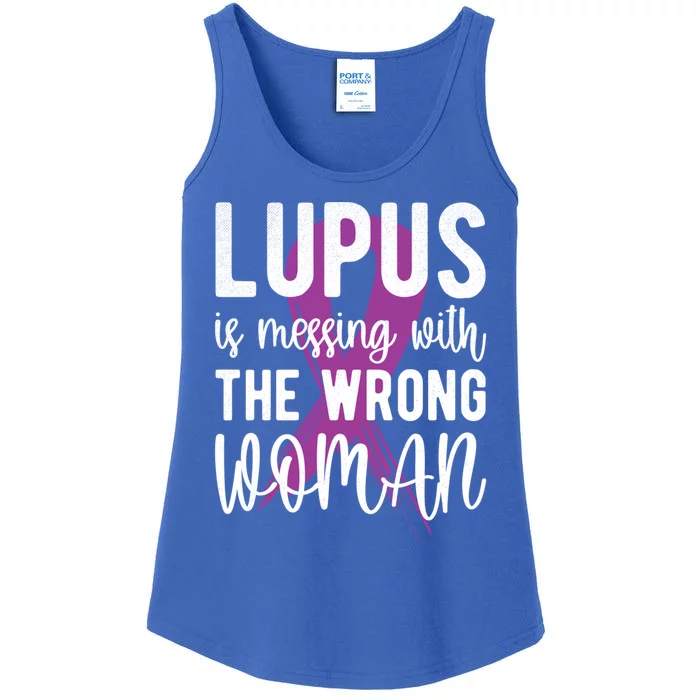 Messing With The Wrong Lupus Warrior Purple Ribbon Gift Ladies Essential Tank