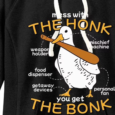 Mess With The Honk You Get The Bonk Funny Goose Anatomy Women's Fleece Hoodie