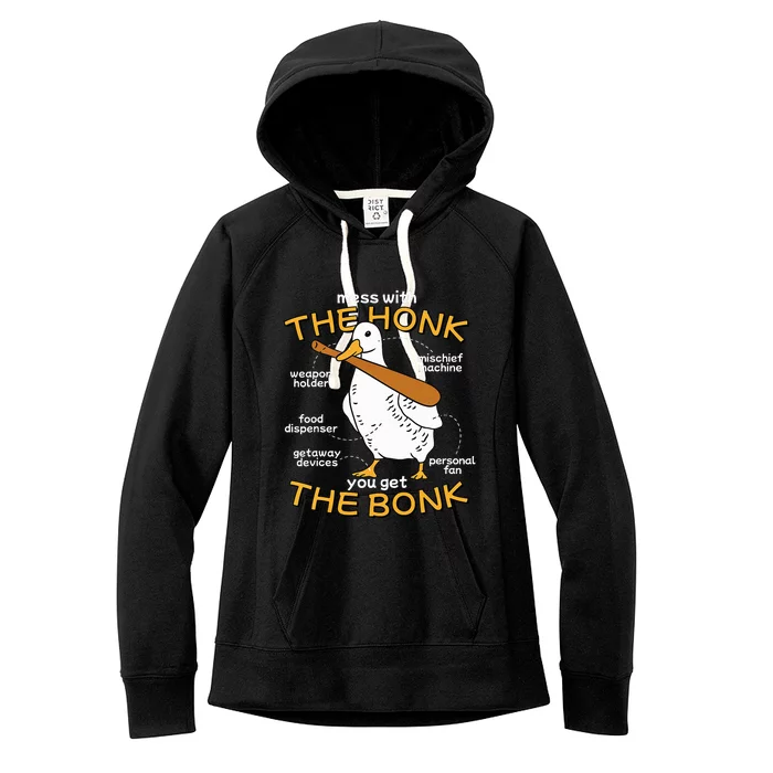 Mess With The Honk You Get The Bonk Funny Goose Anatomy Women's Fleece Hoodie