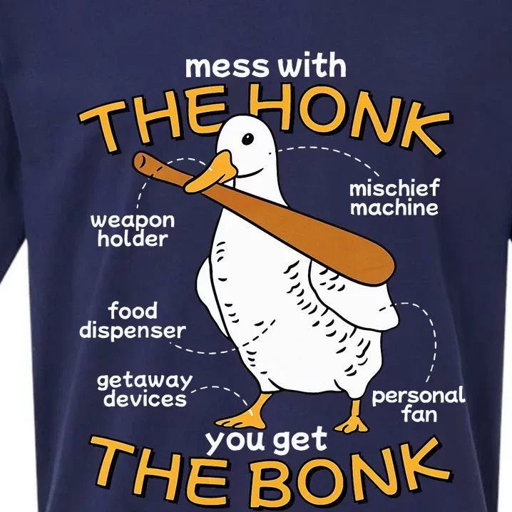 Mess With The Honk You Get The Bonk Funny Goose Anatomy Sueded Cloud Jersey T-Shirt