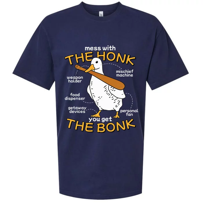 Mess With The Honk You Get The Bonk Funny Goose Anatomy Sueded Cloud Jersey T-Shirt