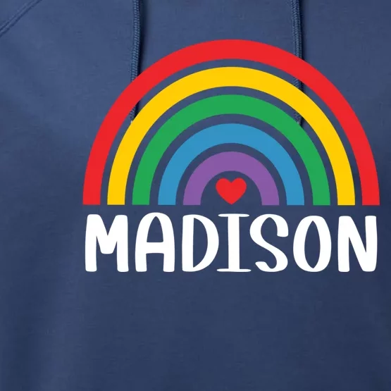 Madison Wisconsin Travel I Love Madison Usa Great Gift Performance Fleece Hoodie