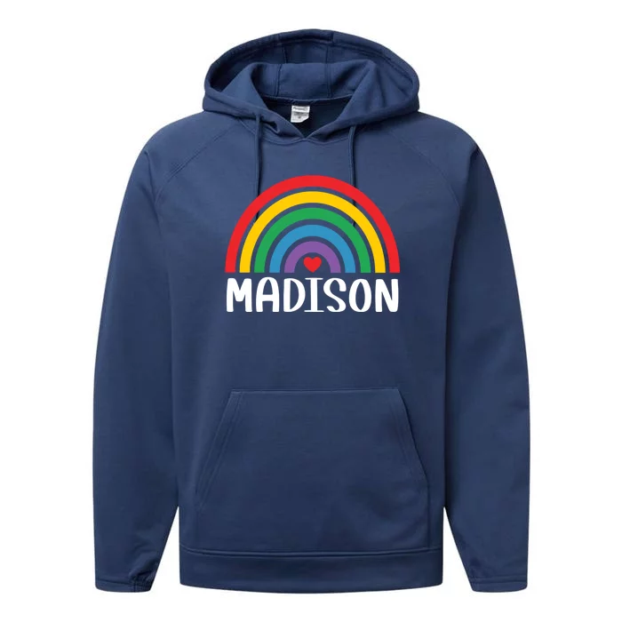 Madison Wisconsin Travel I Love Madison Usa Great Gift Performance Fleece Hoodie