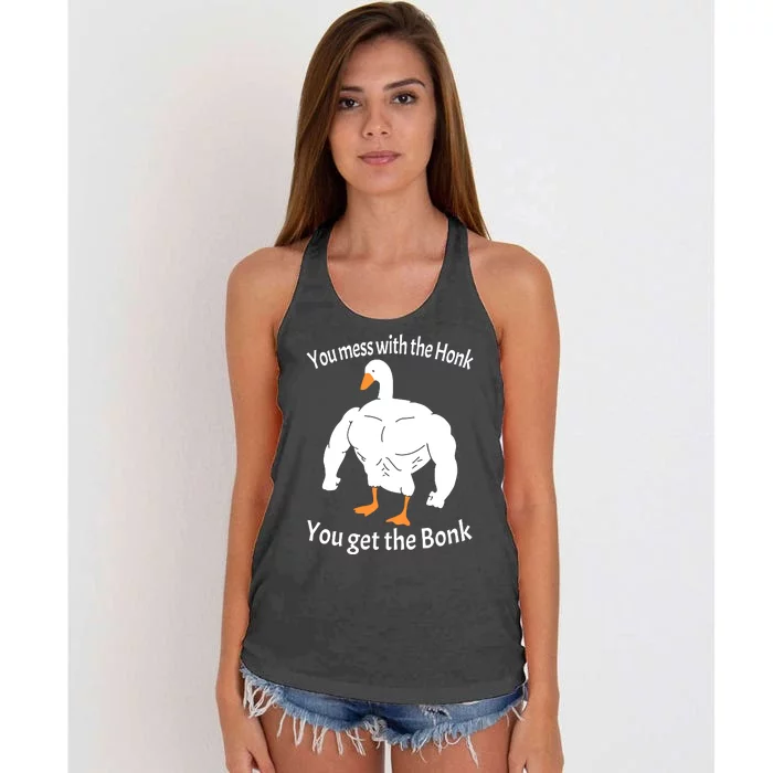 Mess With The Honk You Get The Bonk Women's Knotted Racerback Tank