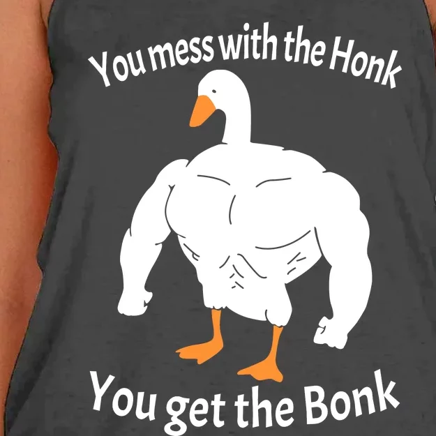 Mess With The Honk You Get The Bonk Women's Knotted Racerback Tank