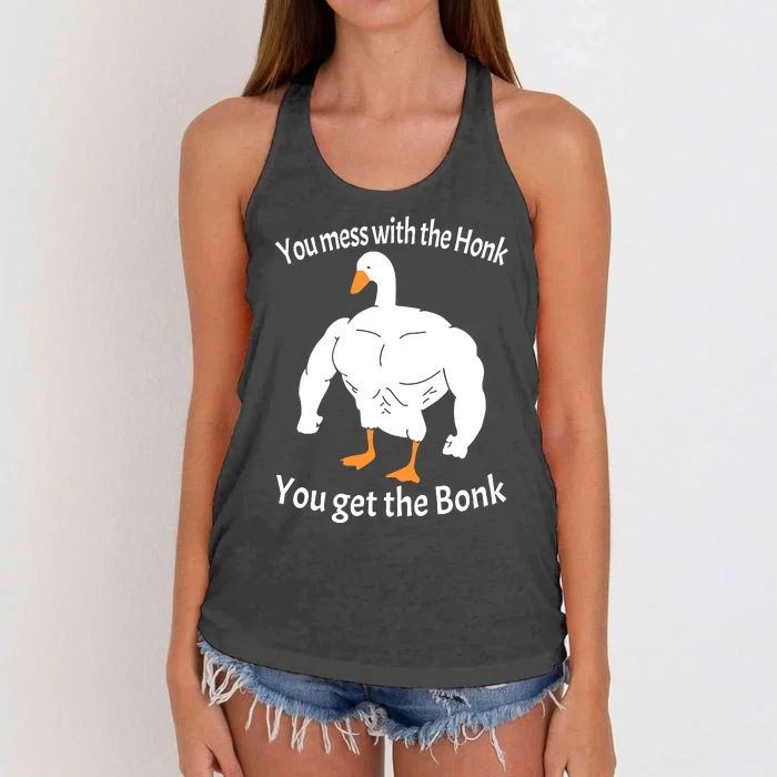 Mess With The Honk You Get The Bonk Women's Knotted Racerback Tank