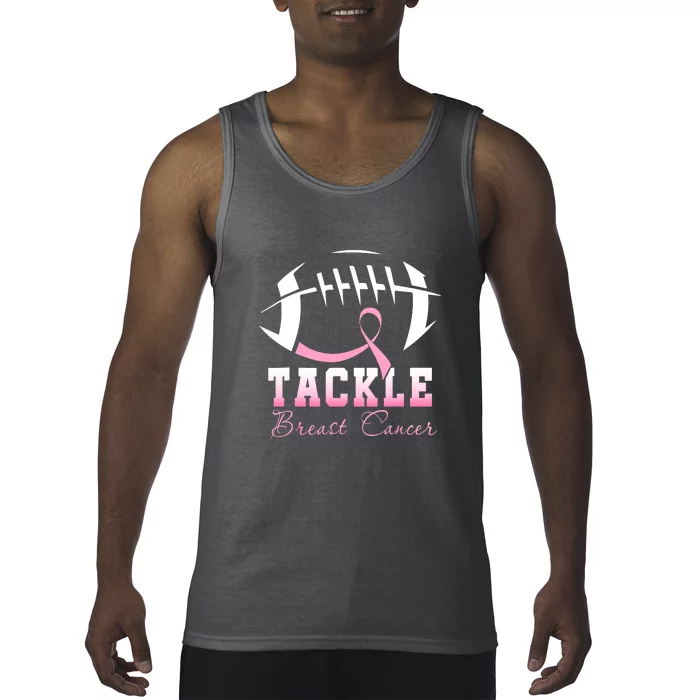 Men Women Tackle Breast Cancer Awareness Football Pink Ribbon Gift Tank Top