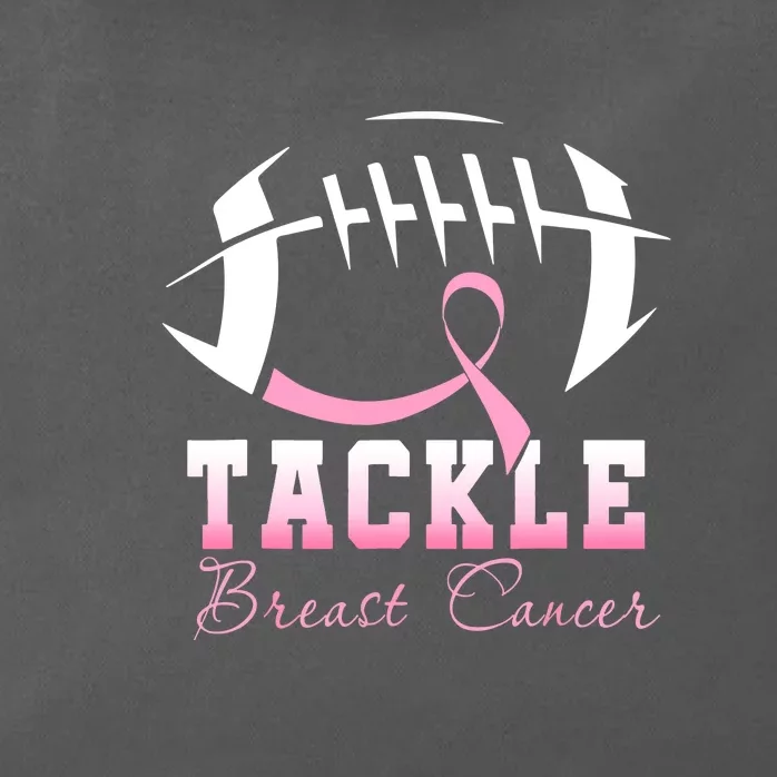 Men Women Tackle Breast Cancer Awareness Football Pink Ribbon Gift Zip Tote Bag