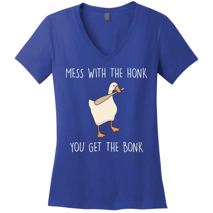 Mess With The Honk You Get The Bonk Women's V-Neck T-Shirt