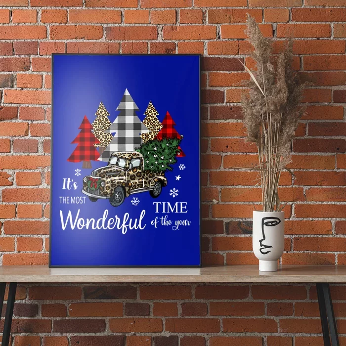 Most Wonderful Time The Year Leopard Print Christmas Truck Gift Poster