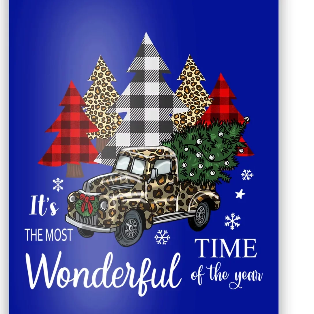 Most Wonderful Time The Year Leopard Print Christmas Truck Gift Poster