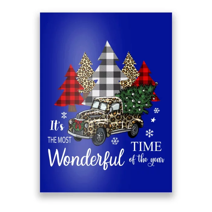 Most Wonderful Time The Year Leopard Print Christmas Truck Gift Poster