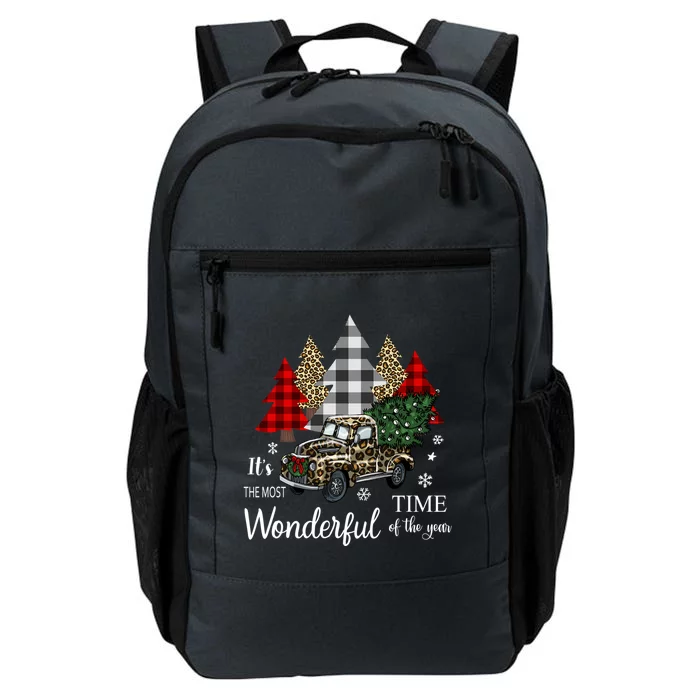 Most Wonderful Time The Year Leopard Print Christmas Truck Gift Daily Commute Backpack