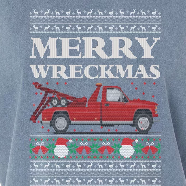 Merry Wreckmas Tow Truck Driver Ugly Christmas Gift Garment-Dyed Women's Muscle Tee