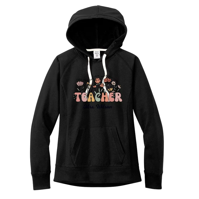 Mrs Wilson Teacher Wildflower Back To School Gift Women's Fleece Hoodie