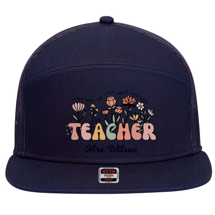 Mrs Wilson Teacher Wildflower Back To School Gift 7 Panel Mesh Trucker Snapback Hat