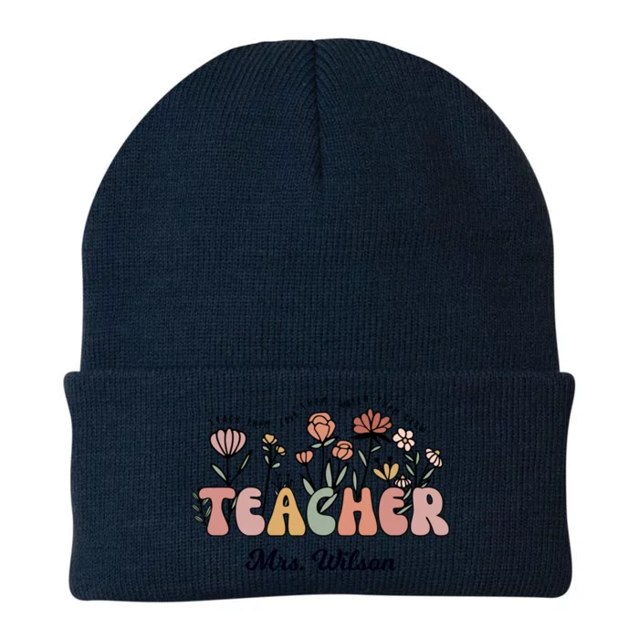 Mrs Wilson Teacher Wildflower Back To School Gift Knit Cap Winter Beanie