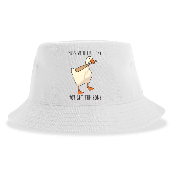 Mess With The Honk You Get The Bonk Goose Game Sustainable Bucket Hat