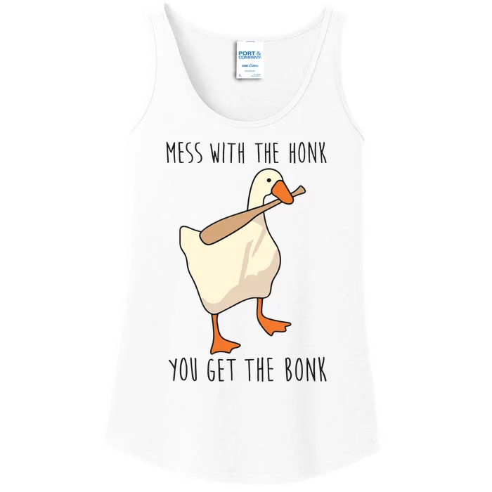 Mess With The Honk You Get The Bonk Goose Game Ladies Essential Tank