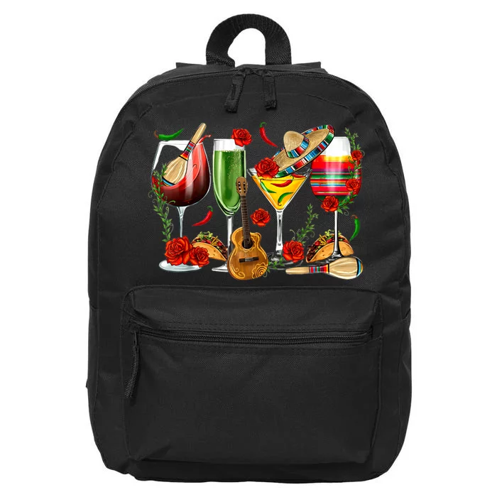 Mexico Wine Tequila Cinco De Mayo Mexican Fiesta Lover 16 in Basic Backpack