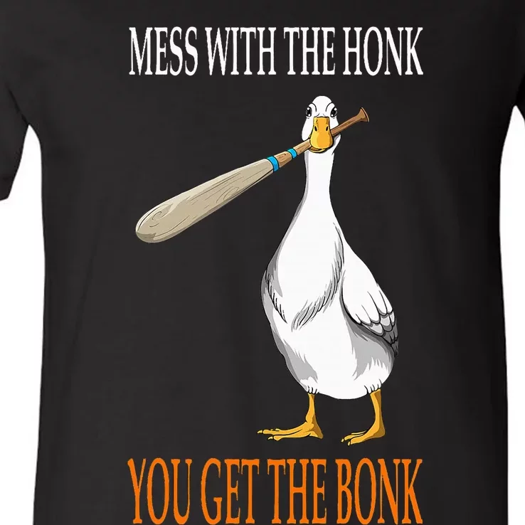 Mess With The Honk Goose Game Gamer Wooden Club Computer V-Neck T-Shirt