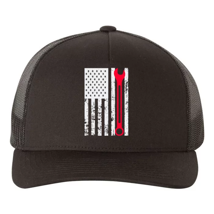 Mechanic Workshop Tools USA Flag Repairman Gift Yupoong Adult 5-Panel Trucker Hat