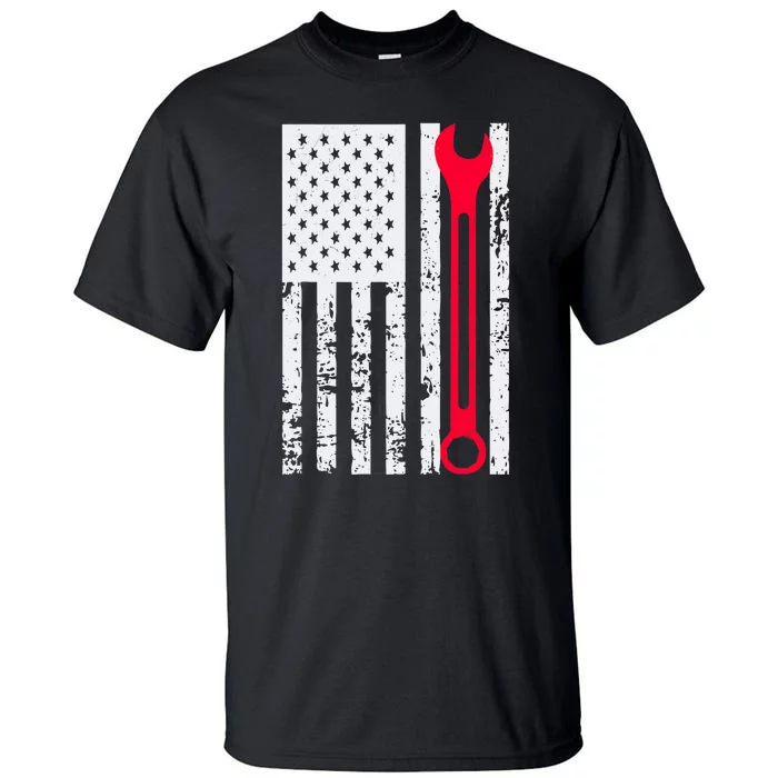 Mechanic Workshop Tools USA Flag Repairman Gift Tall T-Shirt