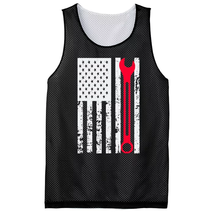 Mechanic Workshop Tools USA Flag Repairman Gift Mesh Reversible Basketball Jersey Tank