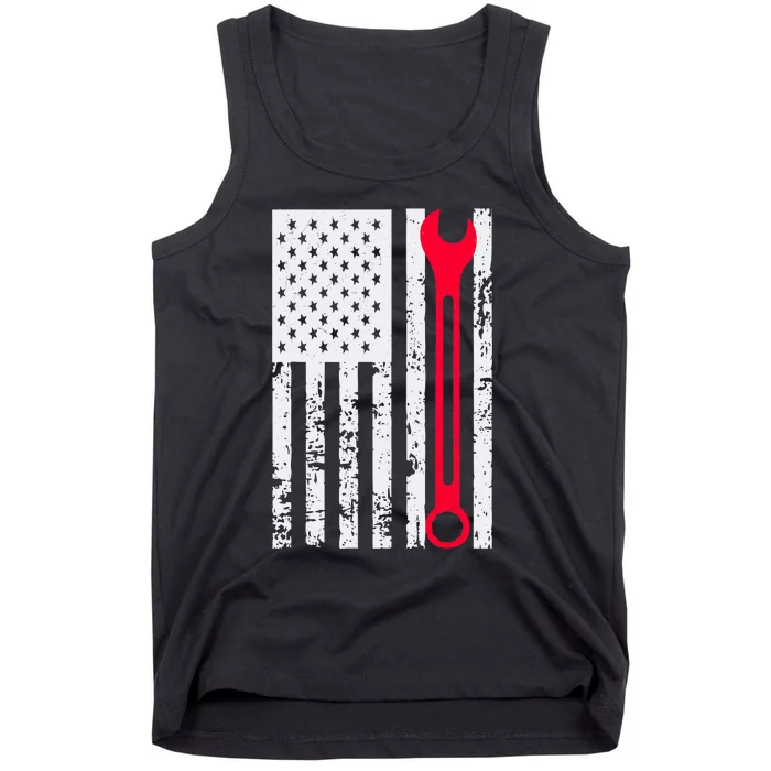 Mechanic Workshop Tools USA Flag Repairman Gift Tank Top