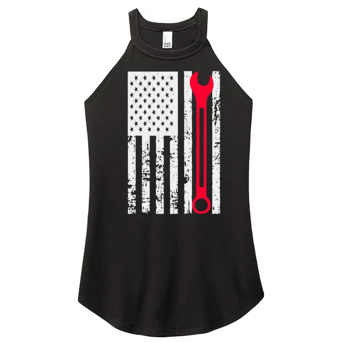 Mechanic Workshop Tools USA Flag Repairman Gift Women’s Perfect Tri Rocker Tank