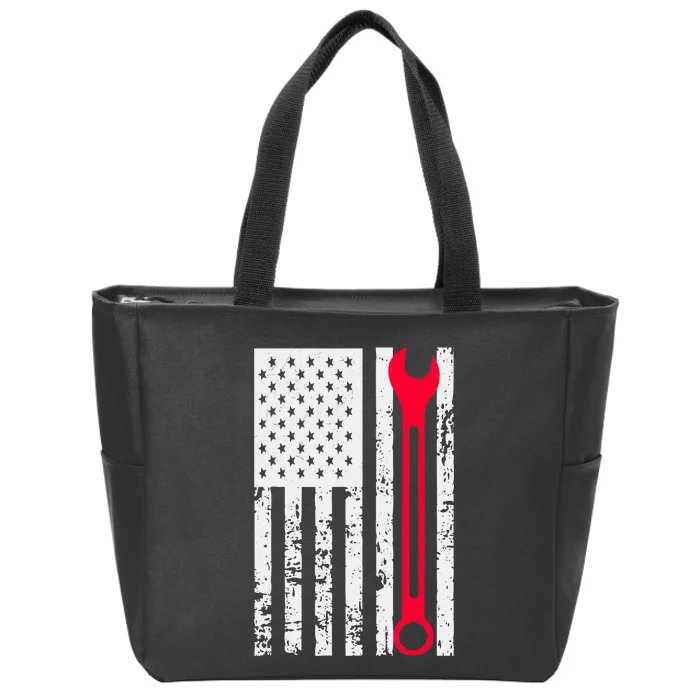 Mechanic Workshop Tools USA Flag Repairman Gift Zip Tote Bag