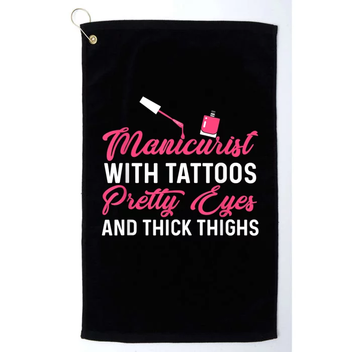 Manicurist With Tattoos Funny Nail Artist Nail Salon Platinum Collection Golf Towel