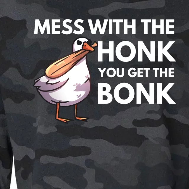 Mess With The Honk Get The Bonk Funny Duck Goose Meme Bat Gift Cropped Pullover Crew